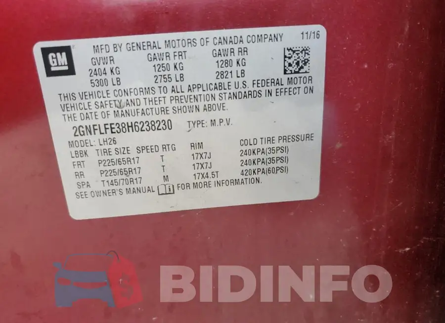 2GNFLFE38H6238230 Photo# 13