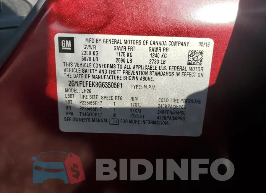 2GNFLFEK8G6350581 Photo# 13