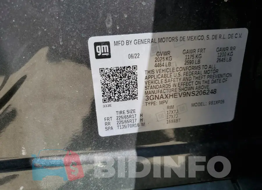 3GNAXHEV9NS206248 Photo# 14