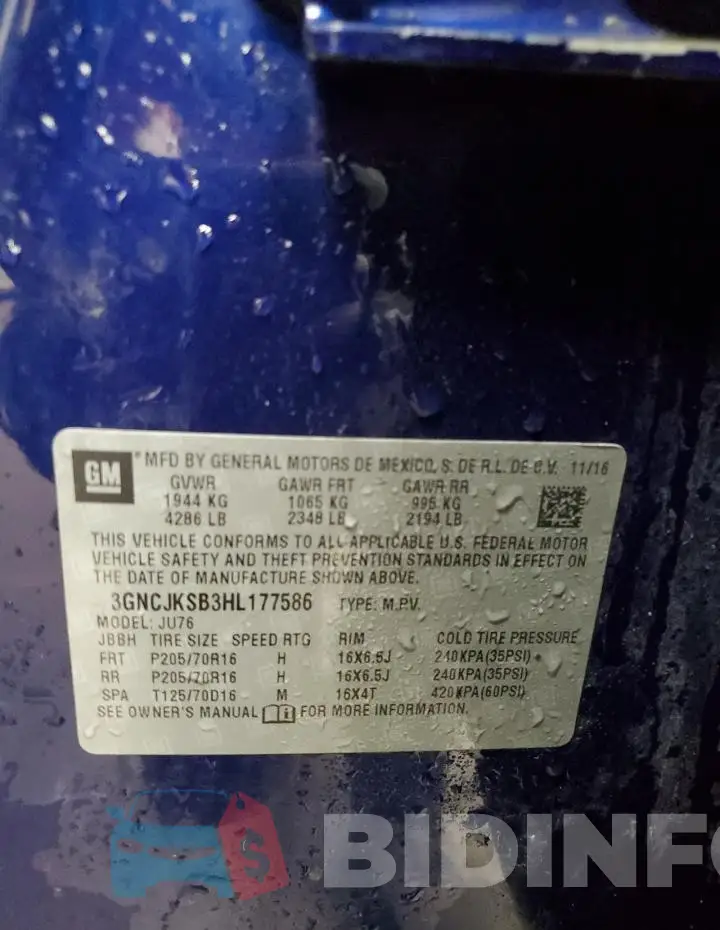 3GNCJKSB3HL177586 Photo# 14
