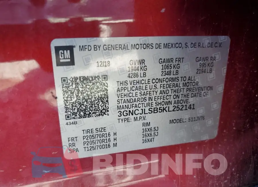 3GNCJLSB5KL252141 Photo# 13