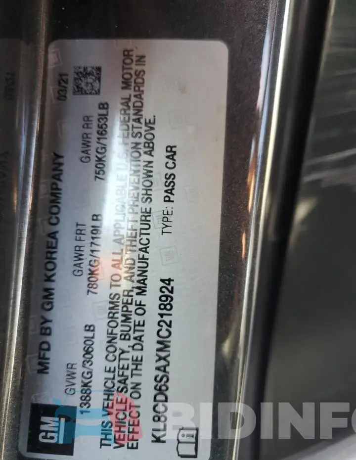KL8CD6SAXMC218924 Photo# 12