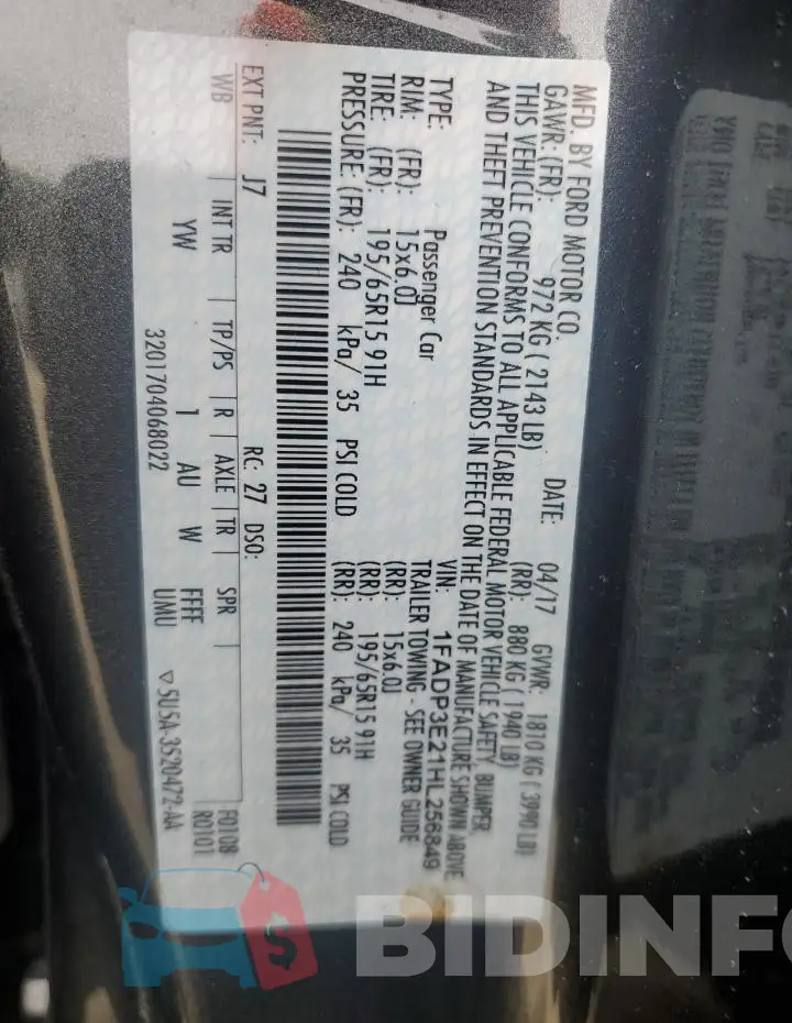 1FADP3E21HL256849 Photo# 12