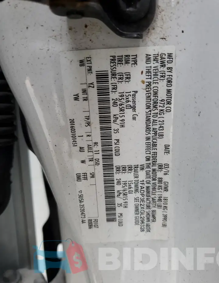 1FADP3E2XGL296328 Photo# 12