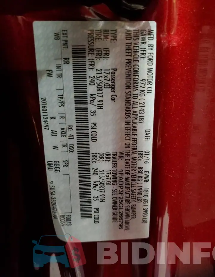 1FADP3F25GL266796 Photo# 12