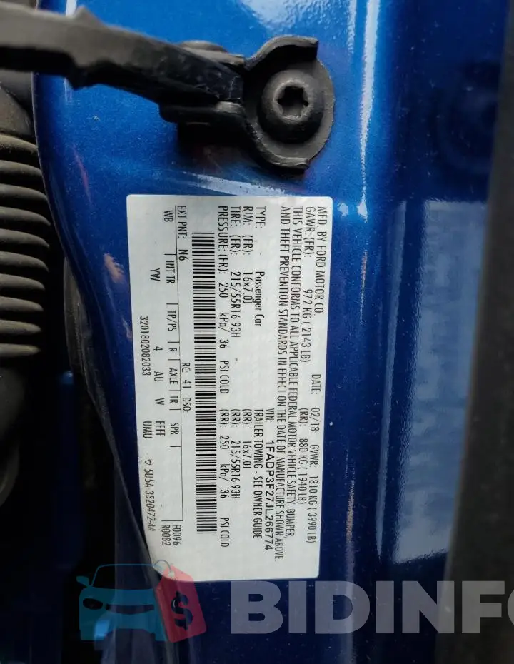 1FADP3F27JL266774 Photo# 12