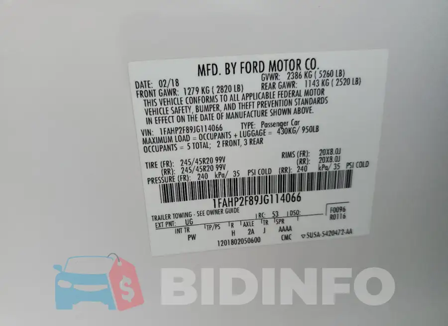 1FAHP2F89JG114066 Photo# 12