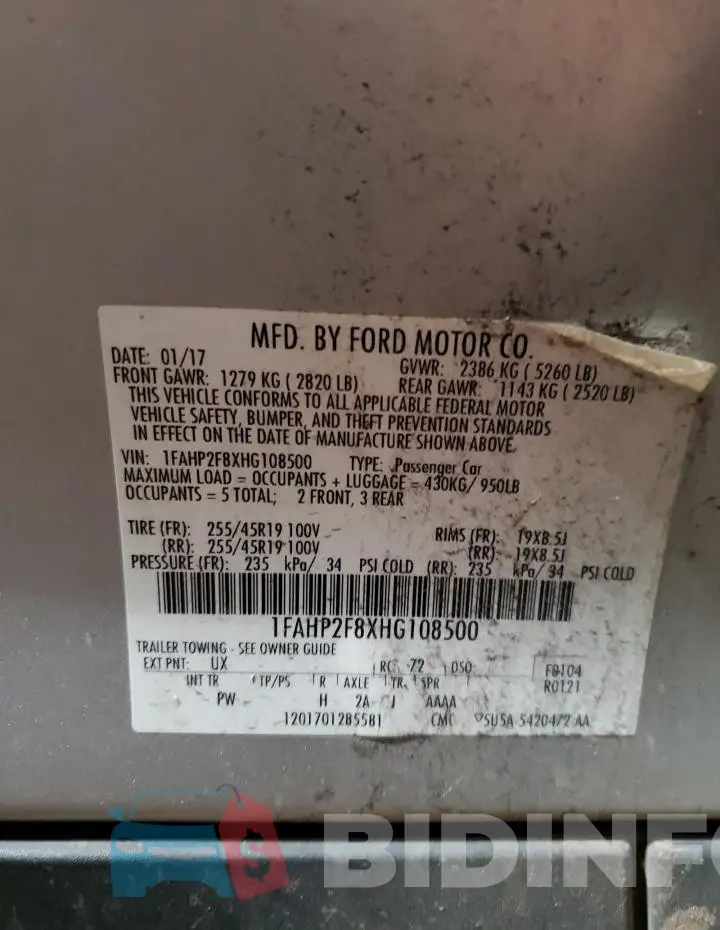 1FAHP2F8XHG108500 Photo# 13