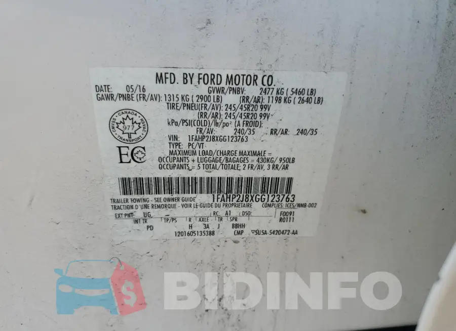 1FAHP2J8XGG123763 Photo# 12