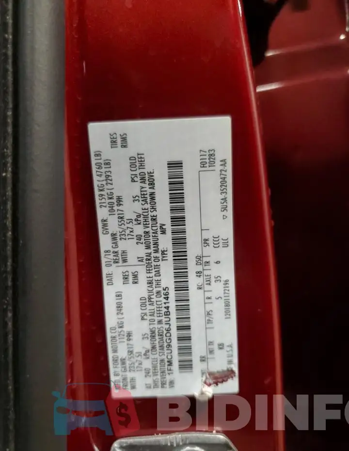 1FMCU9GD6JUB41465 Photo# 13