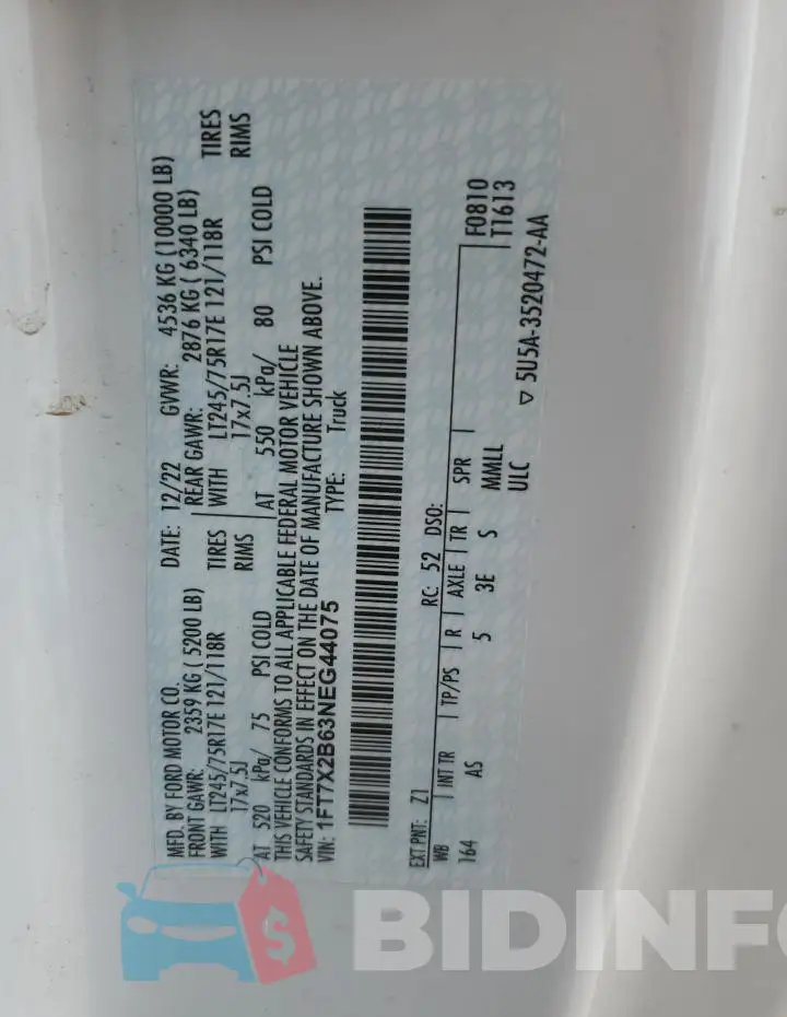 1FT7X2B63NEG44075 Photo# 13