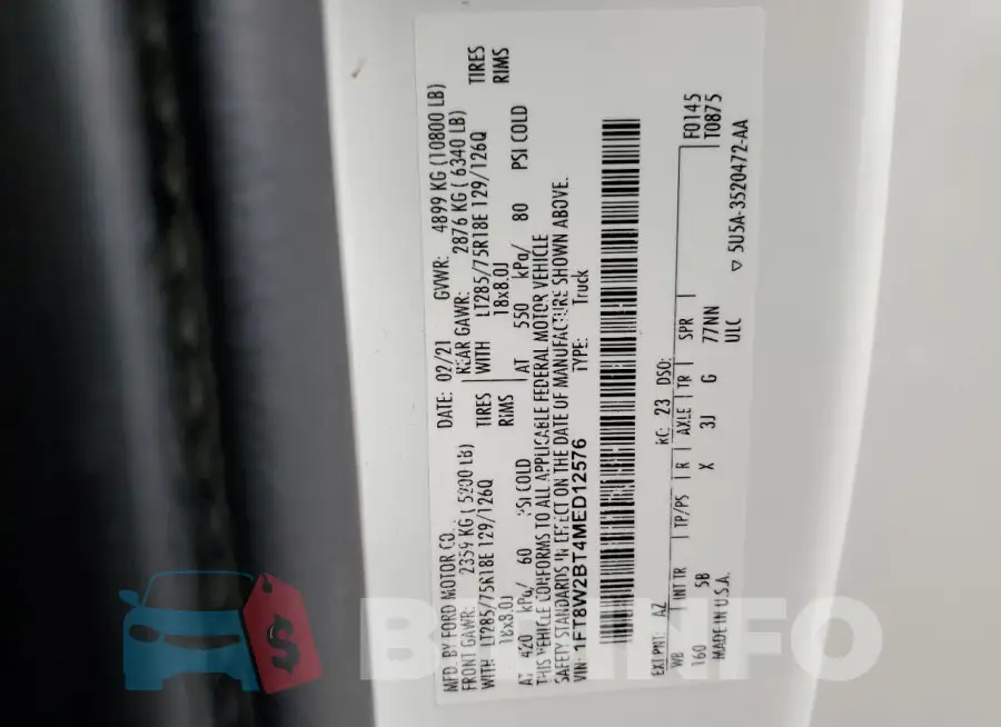 1FT8W2BT4MED12576 Photo# 12