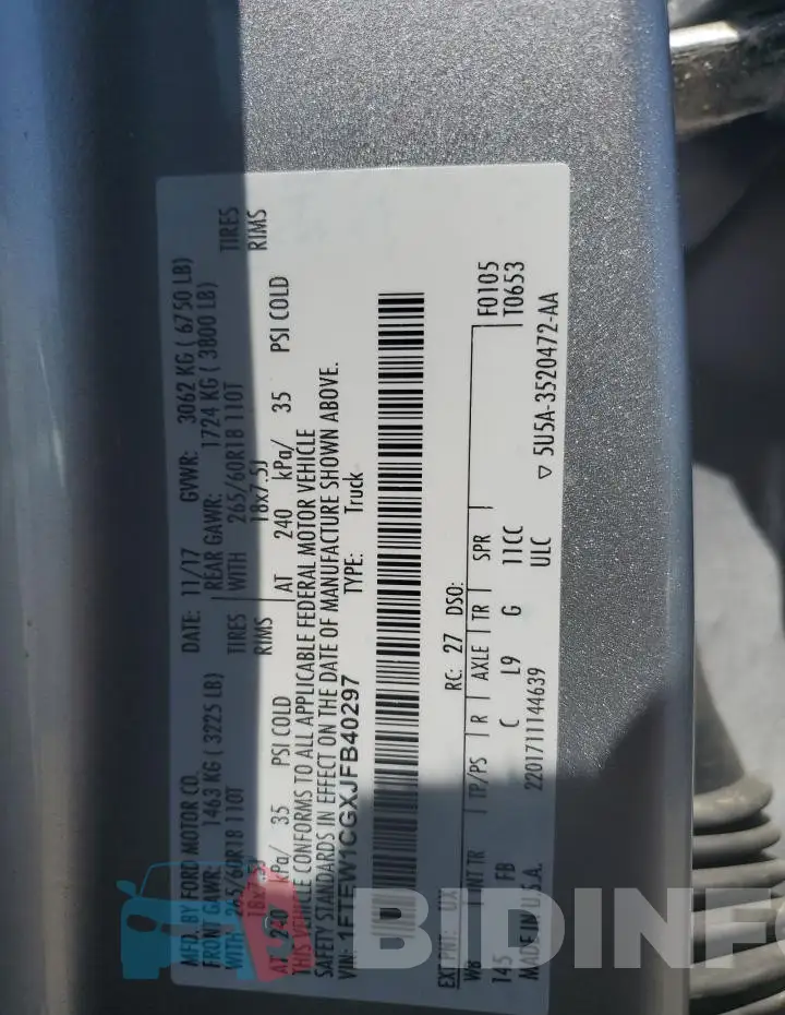 1FTEW1CGXJFB40297 Photo# 12
