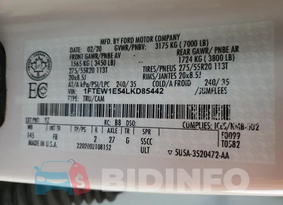 1FTEW1E54LKD85442 Photo# 12