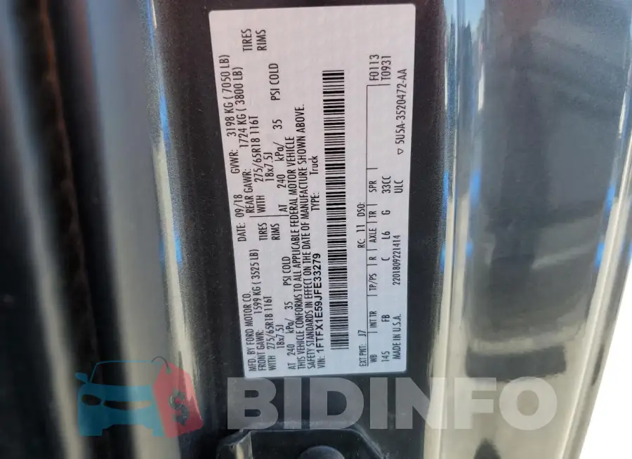 1FTFX1E59JFE33279 Photo# 12