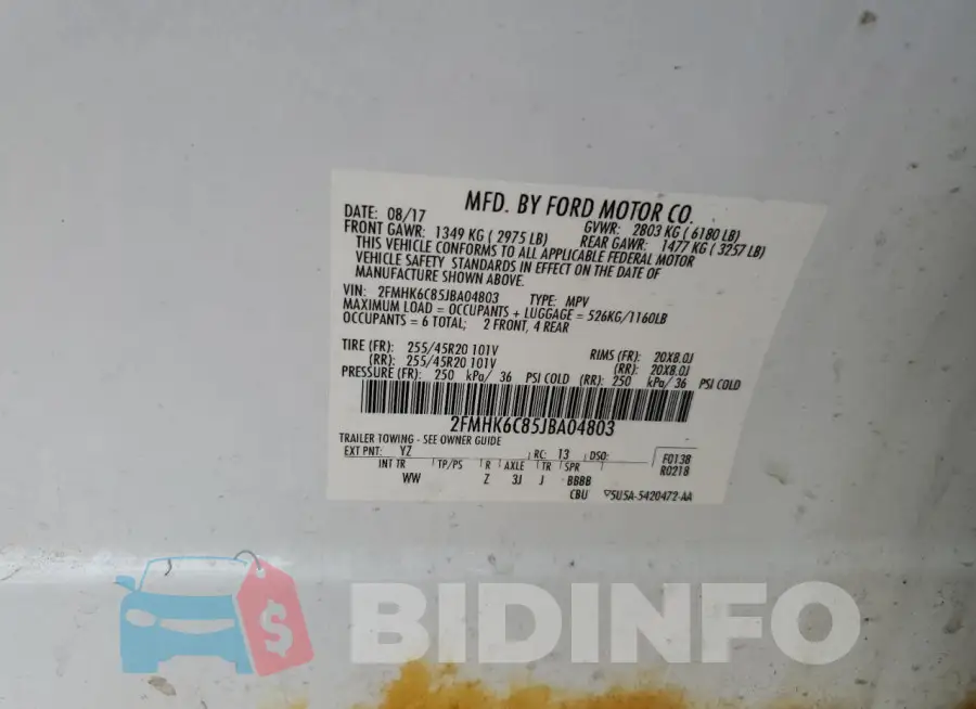 2FMHK6C85JBA04803 Photo# 13