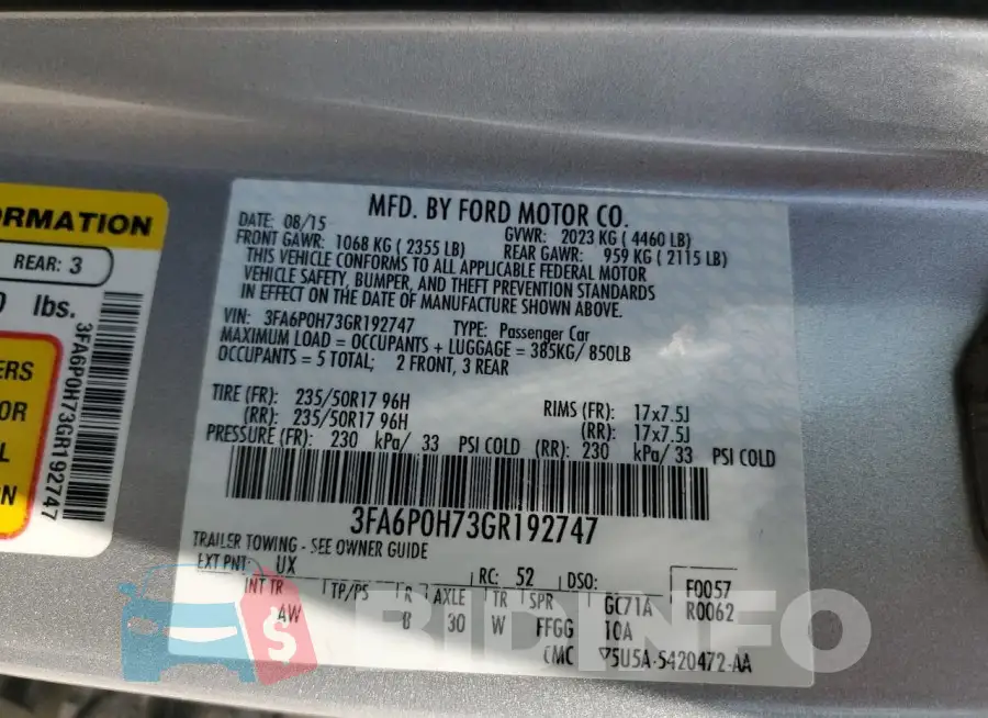 3FA6P0H73GR192747 Photo# 12