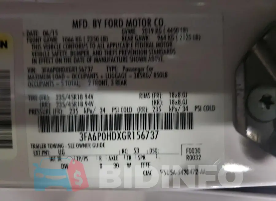 3FA6P0HDXGR156737 Photo# 12