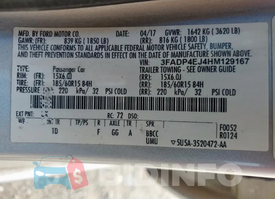 3FADP4EJ4HM129167 Photo# 12