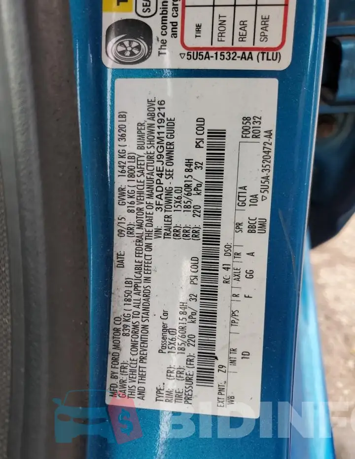 3FADP4EJ9GM119216 Photo# 13
