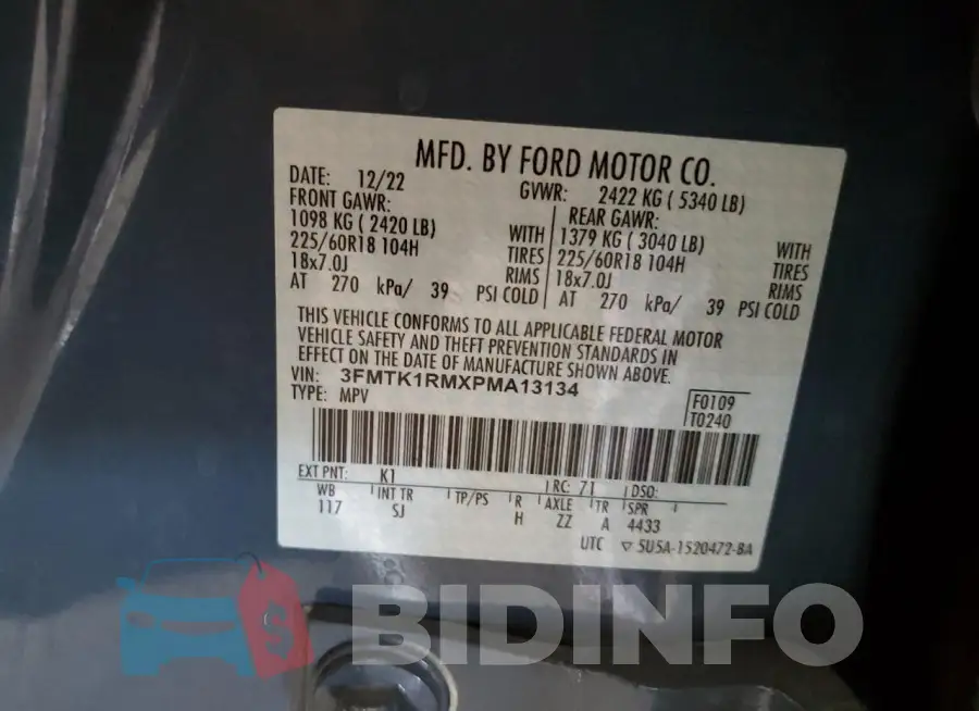 3FMTK1RMXPMA13134 Photo# 12