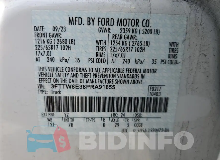 3FTTW8E38PRA91655 Photo# 12