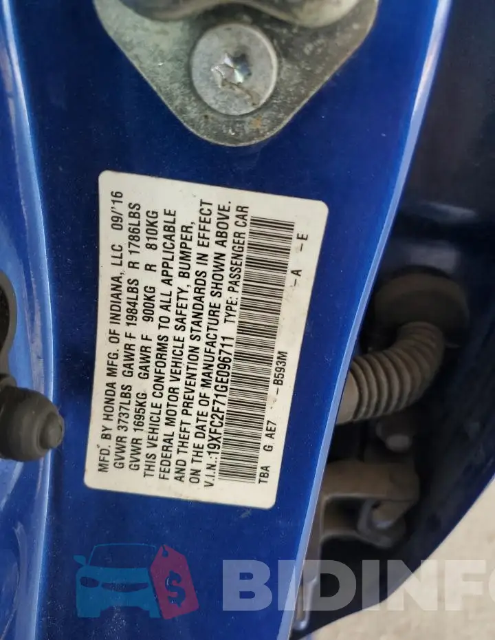 19XFC2F71GE096711 Photo# 12