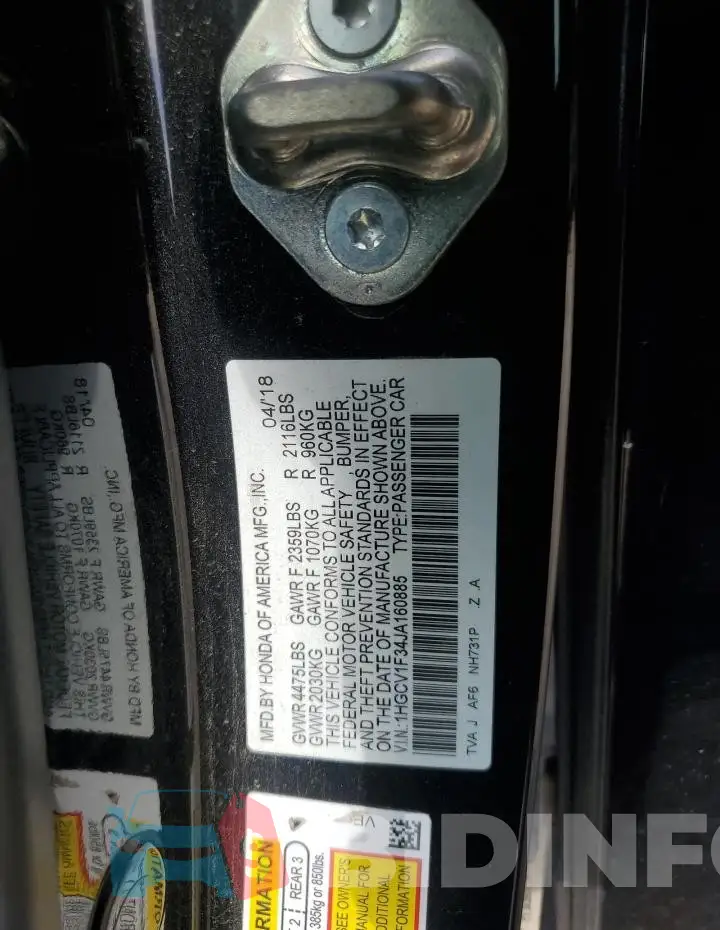 1HGCV1F34JA160885 Photo# 12