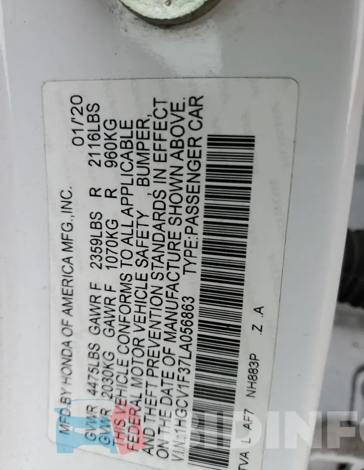 1HGCV1F37LA056863 Photo# 13