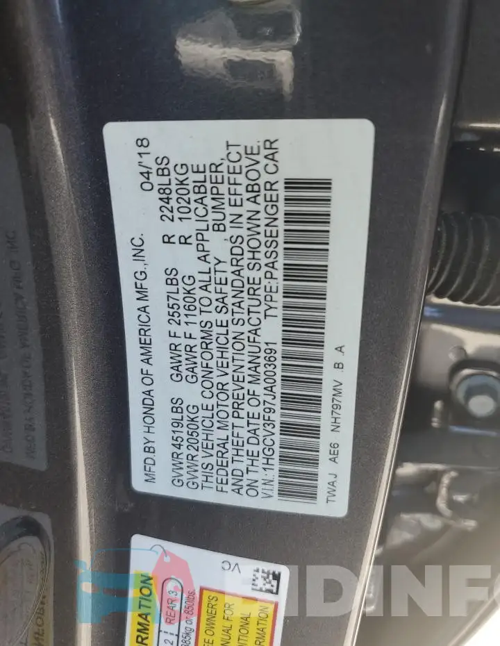 1HGCV3F97JA003691 Photo# 12