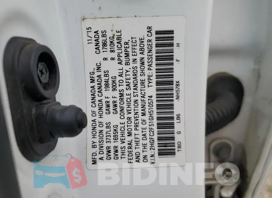 2HGFC2F51GH510574 Photo# 12