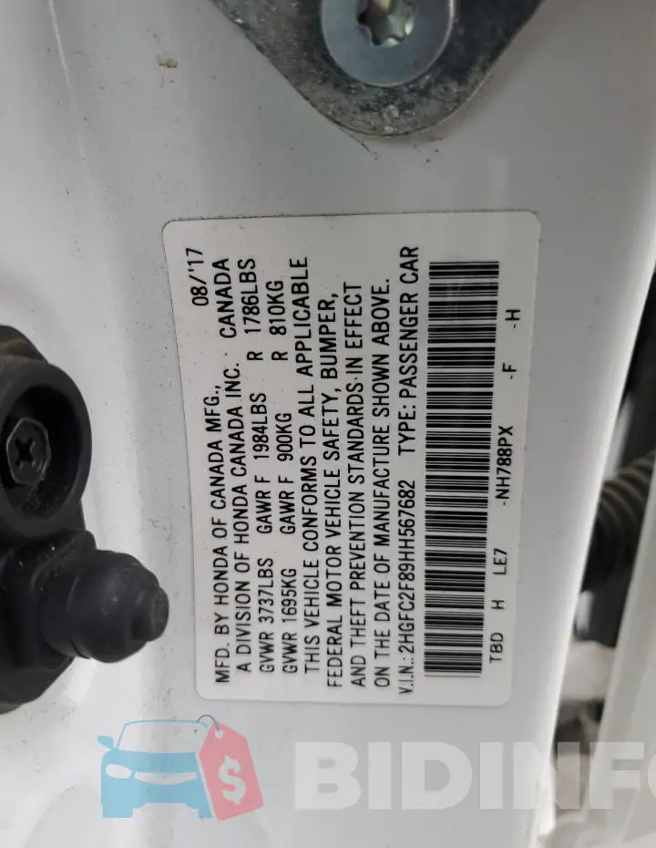 2HGFC2F89HH567682 Photo# 12