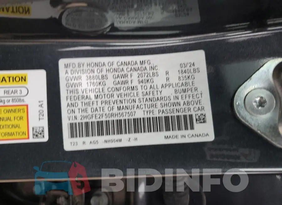 2HGFE2F50RH567507 Photo# 12
