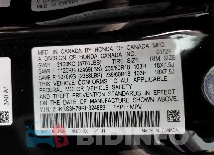 2HKRS3H79RH324889 Photo# 13