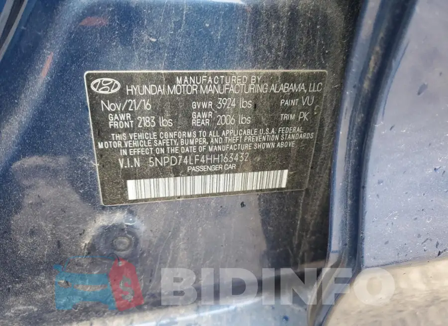 5NPD74LF4HH163432 Photo# 13