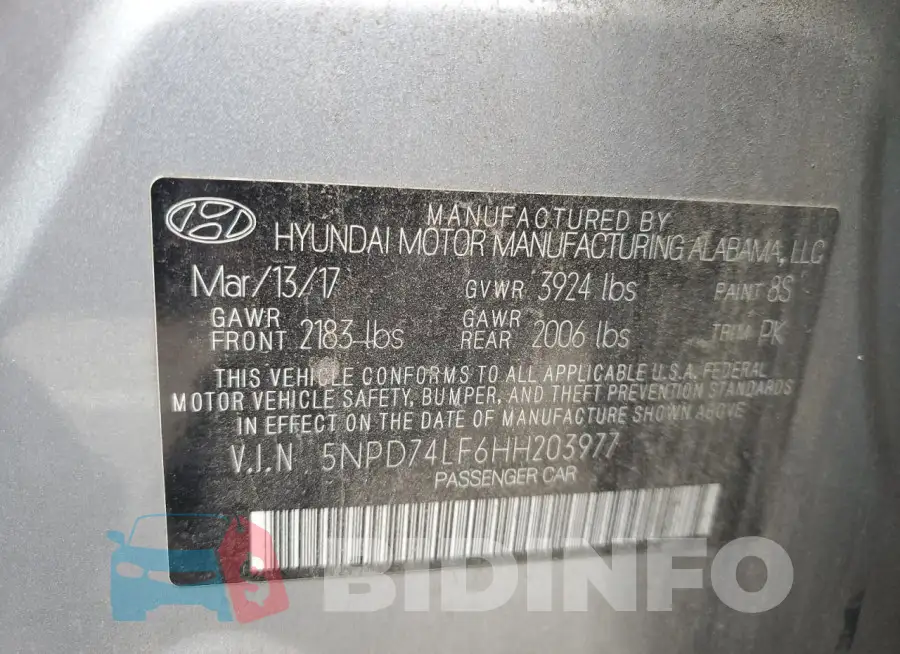 5NPD74LF6HH203977 Photo# 12