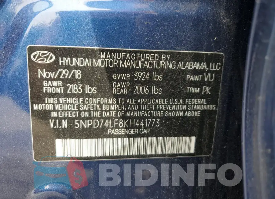 5NPD74LF8KH441773 Photo# 12