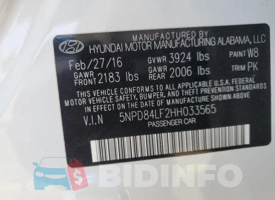 5NPD84LF2HH033565 Photo# 13