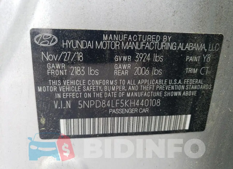 5NPD84LF5KH440108 Photo# 12