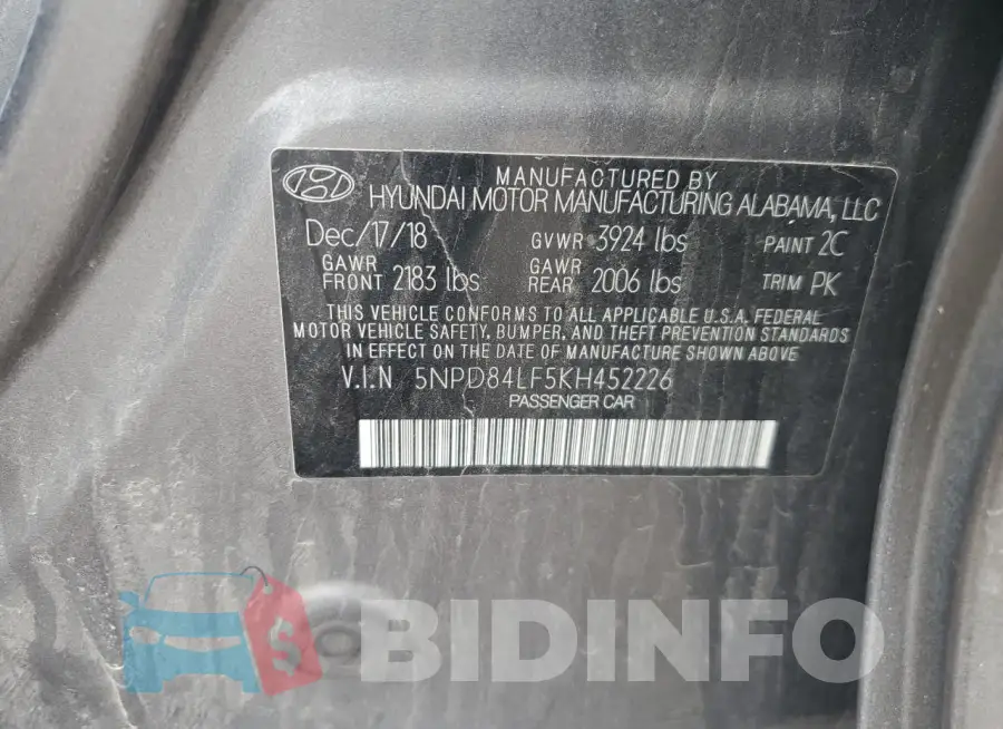 5NPD84LF5KH452226 Photo# 12