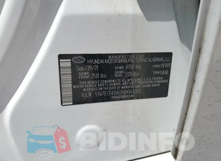 5NPEG4JA0NH143203 Photo# 12