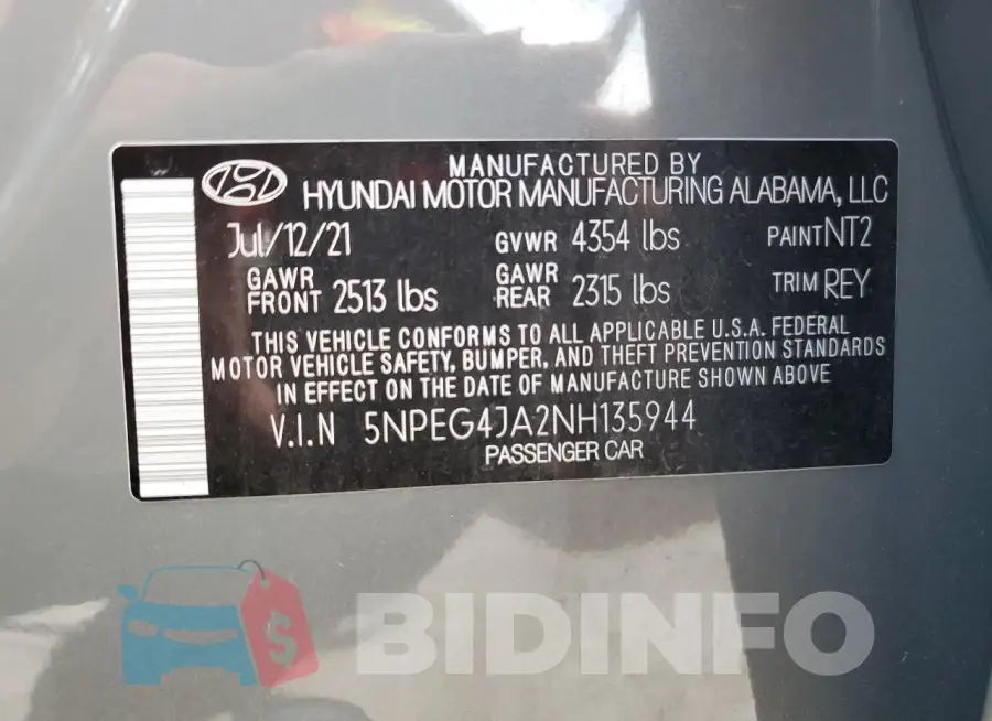 5NPEG4JA2NH135944 Photo# 13
