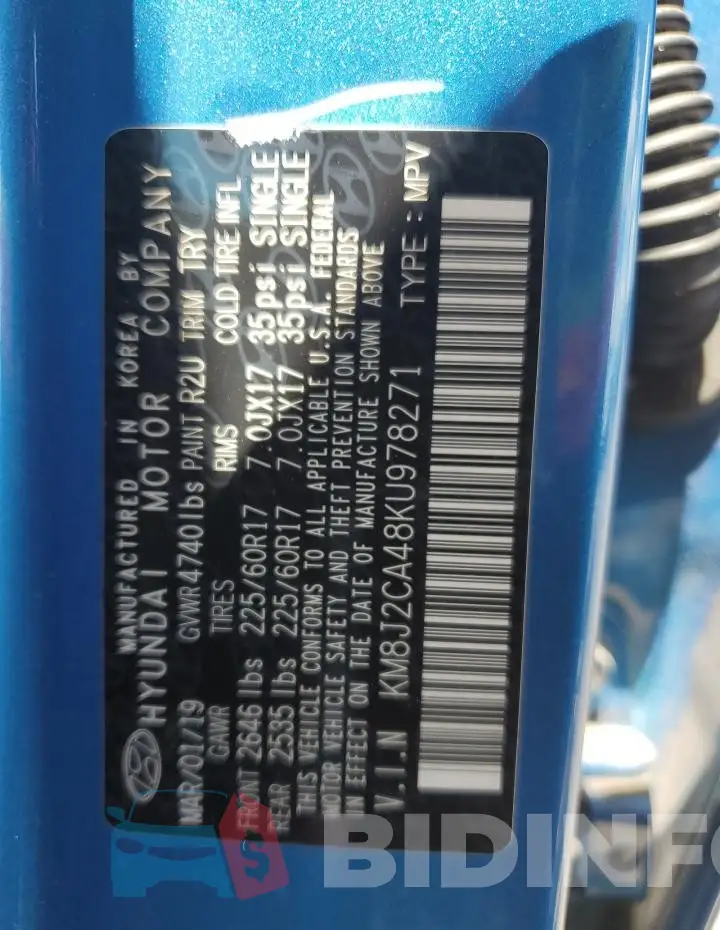 KM8J2CA48KU978271 Photo# 12