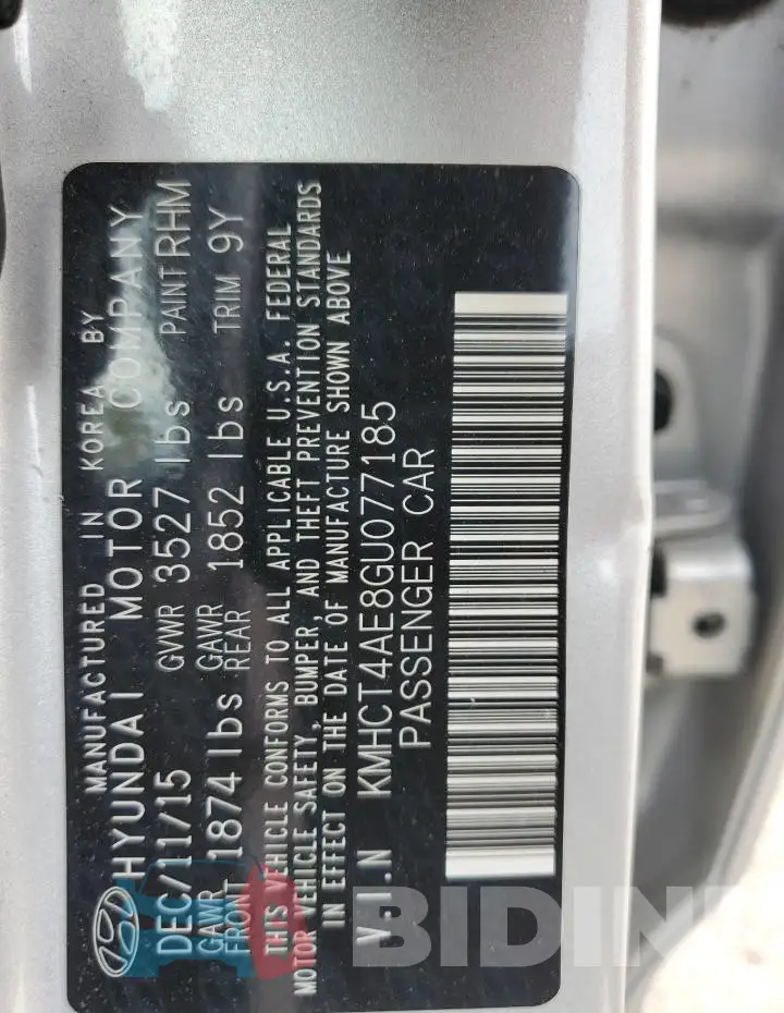 KMHCT4AE8GU077185 Photo# 12