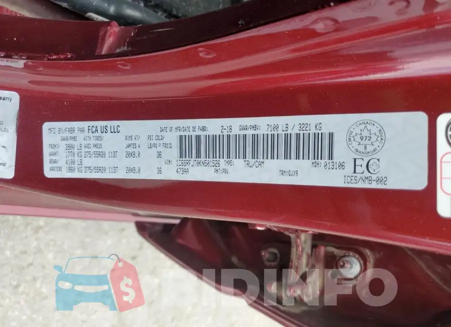 1C6SRFJT0KN501526 Photo# 13