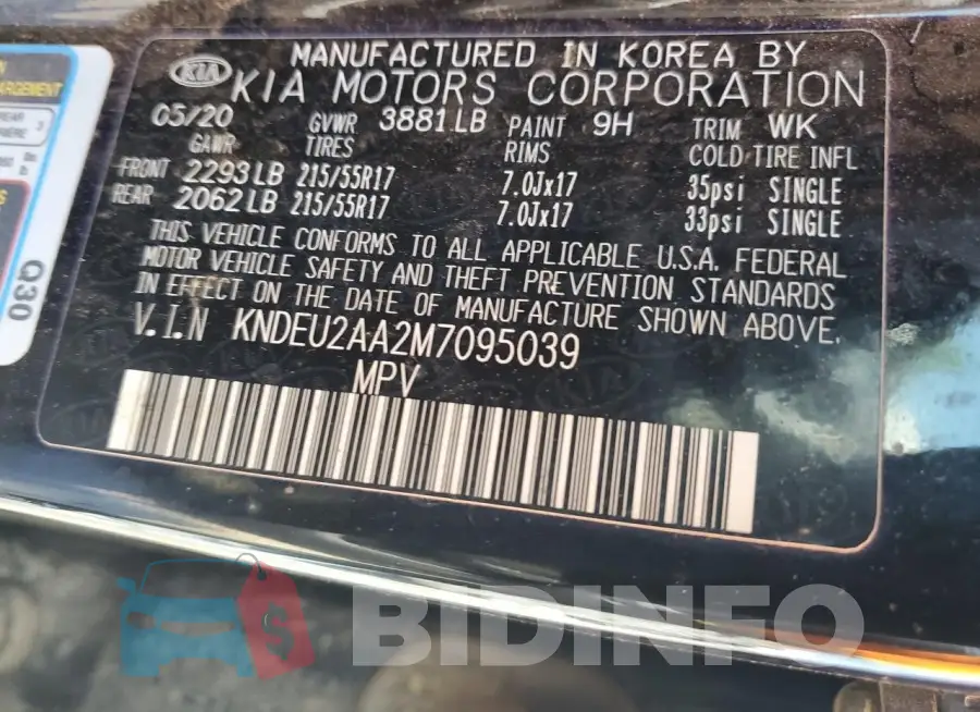 KNDEU2AA2M7095039 Photo# 13