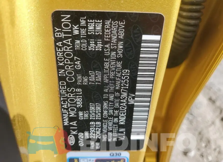 KNDEU2AA3M7125519 Photo# 13