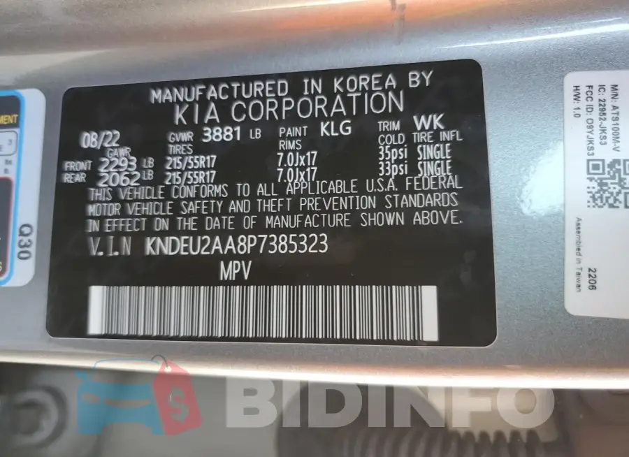 KNDEU2AA8P7385323 Photo# 13