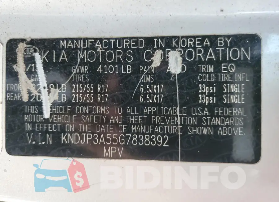 KNDJP3A55G7838392 Photo# 13