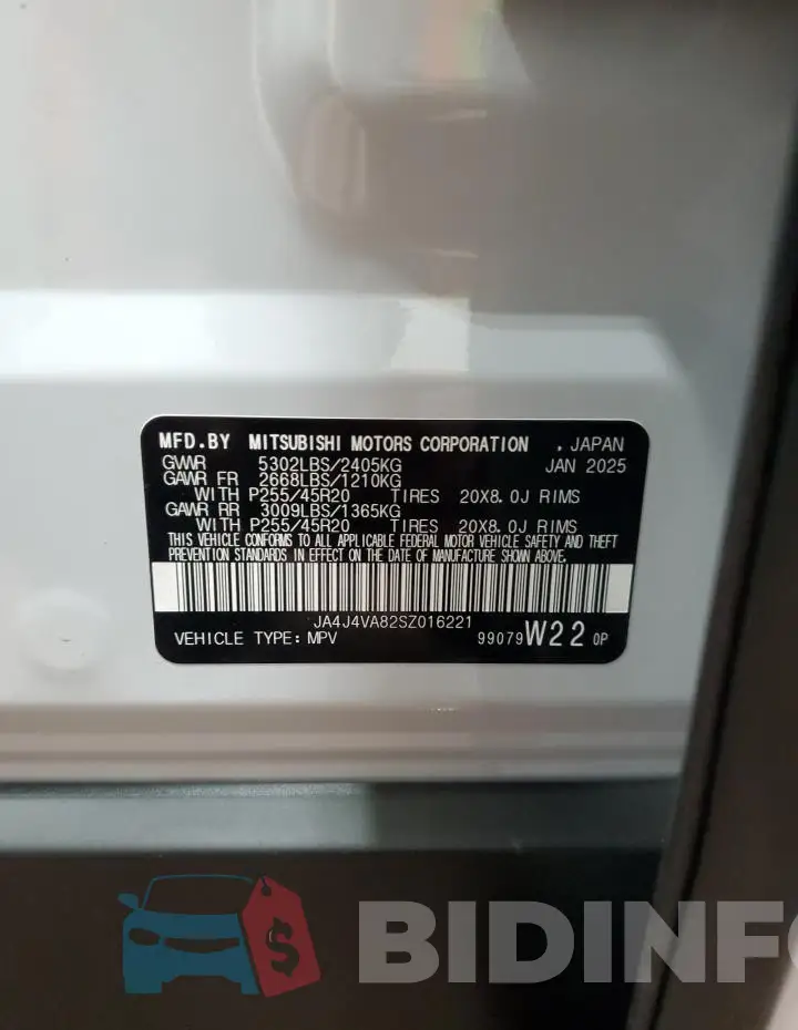 JA4J4VA82SZ016221 Photo# 14